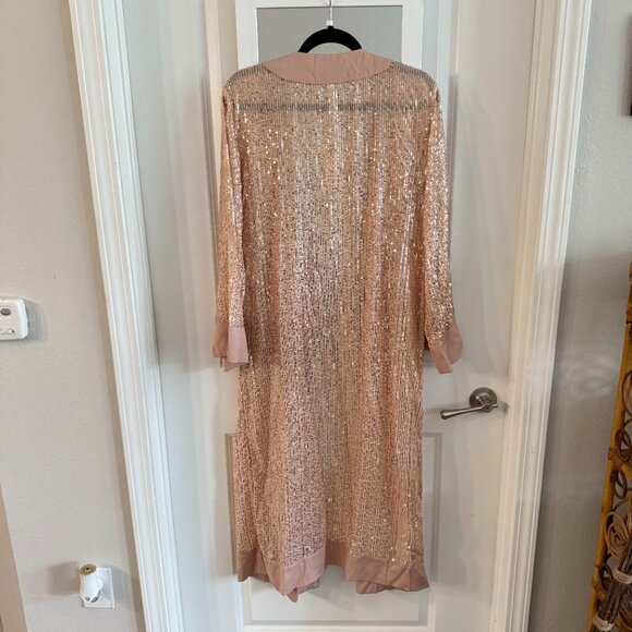 New Anthropologie Sequin Duster Size XS/S Small Color Pink Champagne - Picture 6 of 6